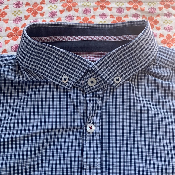 Blue & White Plaid Men’s Dress Shirt Size L - Picture 3 of 5
